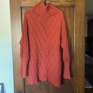 Free People Burnt Orange distressed knit oversized Sweater